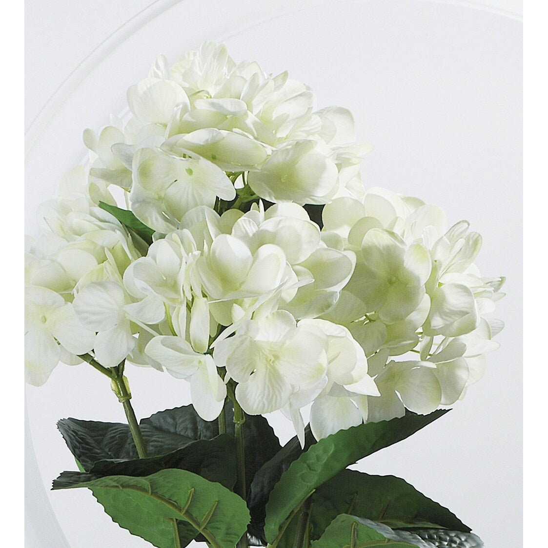 Enova Home Artificial Natural Touch Hydrangea Fake Silk Flowers in Clear Glass Vase with Faux Water for Home Decoration