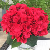 Enova Home Artificial Silk Hydrangea Fake Flowers Arrangement in Clear Vase with Faux Water for Home Wedding Centerpiece - N/A