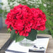 Enova Home Artificial Silk Hydrangea Fake Flowers Arrangement in Clear Vase with Faux Water for Home Wedding Centerpiece - N/A