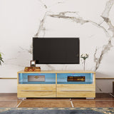 Entertainment Center Media TV Console Table, TV Stand for 43 Inch TV, with 2 Drawers & Color-Changing Light Strips