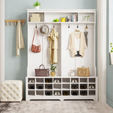 Entryway Bench 60" Wide Hall Tree with Ample Storage Space
