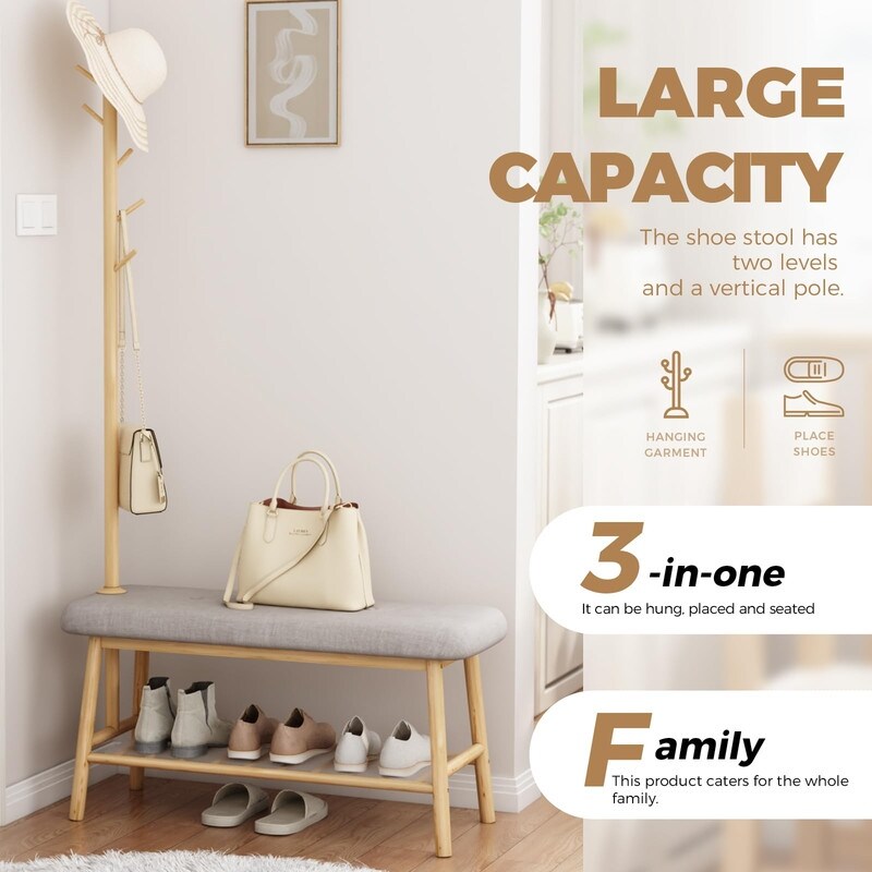 Entryway Bench - 13.3"D x 32.8"W x 64.5"H