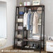Entryway Coat Rack, Hall Trees with Hooks, Shelves and Bench