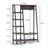 Entryway Coat Rack, Hall Trees with Hooks, Shelves and Bench