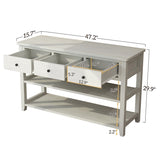 Entryway Console Table with 3 Drawers and 2 Open Shelves