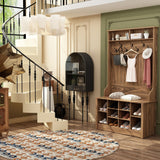 Entryway Hall Trees Bench Shoe Storage Cabinet Coat Rack Hooks White