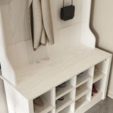 Entryway Hall Trees Bench Shoe Storage Cabinet Coat Rack Hooks White