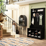 Entryway Hall Trees Bench Shoe Storage Cabinet Coat Rack Hooks White