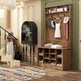 Entryway Hall Trees Bench Shoe Storage Cabinet Coat Rack Hooks White