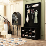 Entryway Hall Trees Bench Shoe Storage Cabinet Coat Rack Hooks White