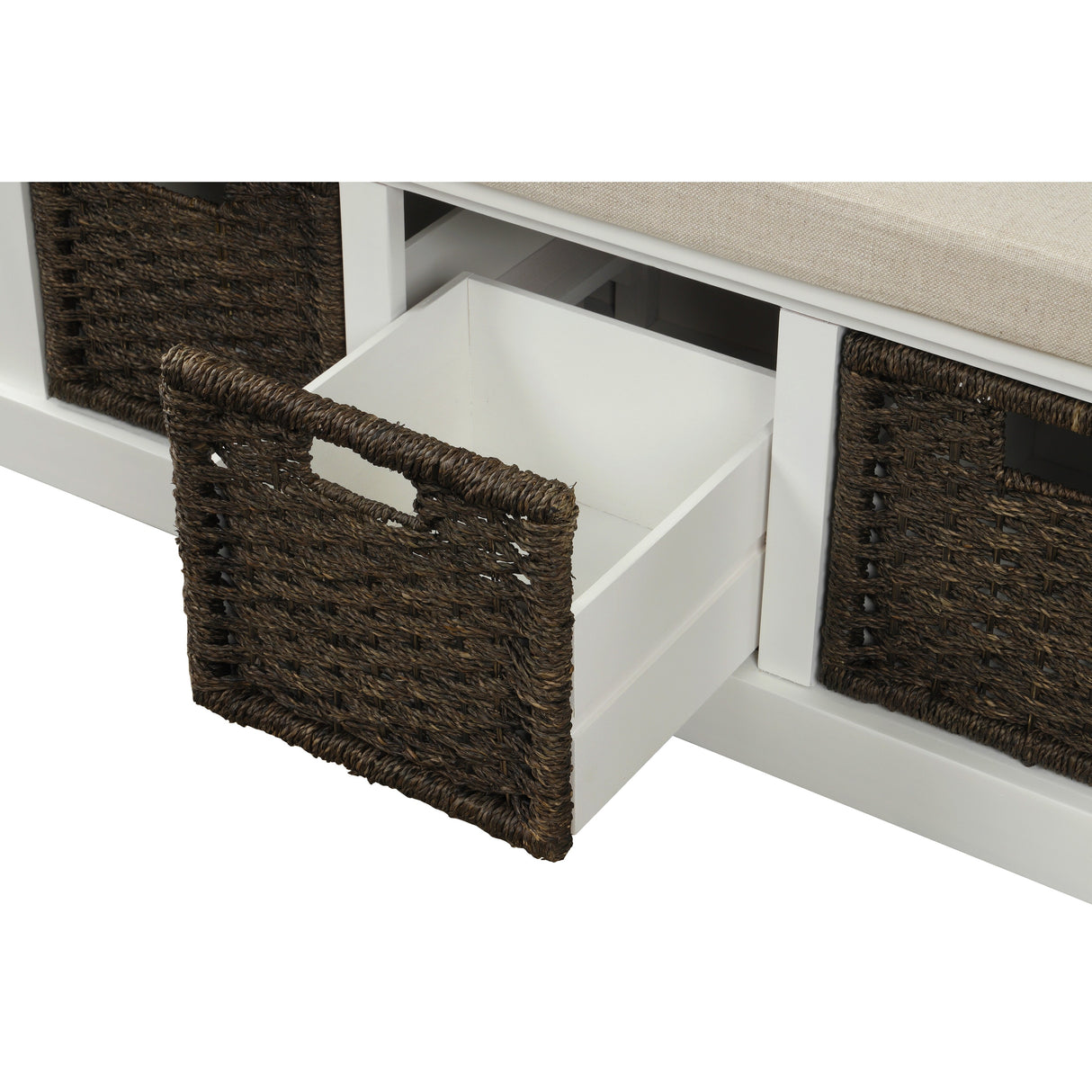 Nestfair Entryway Storage Bench with Cushion and Basket