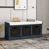 Nestfair Entryway Storage Bench with Cushion and Basket