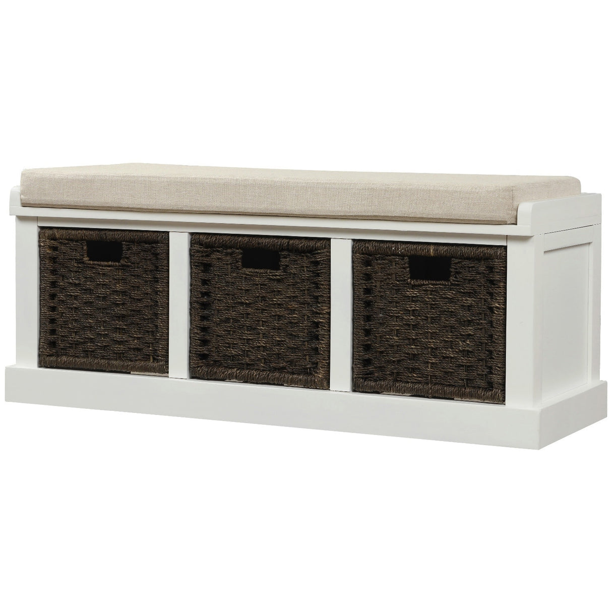 Nestfair Entryway Storage Bench with Cushion and Basket