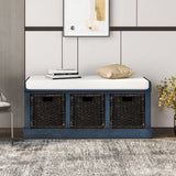 Nestfair Entryway Storage Bench with Cushion and Basket