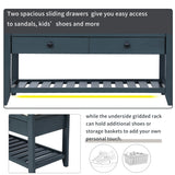 Entryway Storage Bench with Cushioned Seat and Drawers - 39"L x 14"W x 19.8"H