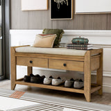 Entryway Storage Bench with Cushioned Seat and Drawers - 39"L x 14"W x 19.8"H