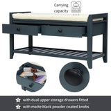 Entryway Storage Bench with Cushioned Seat and Drawers - 39"L x 14"W x 19.8"H