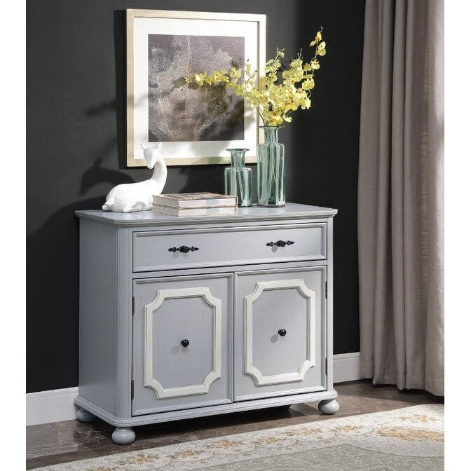 Enyin Cabinet Shelves Pine Wood Gray Finish