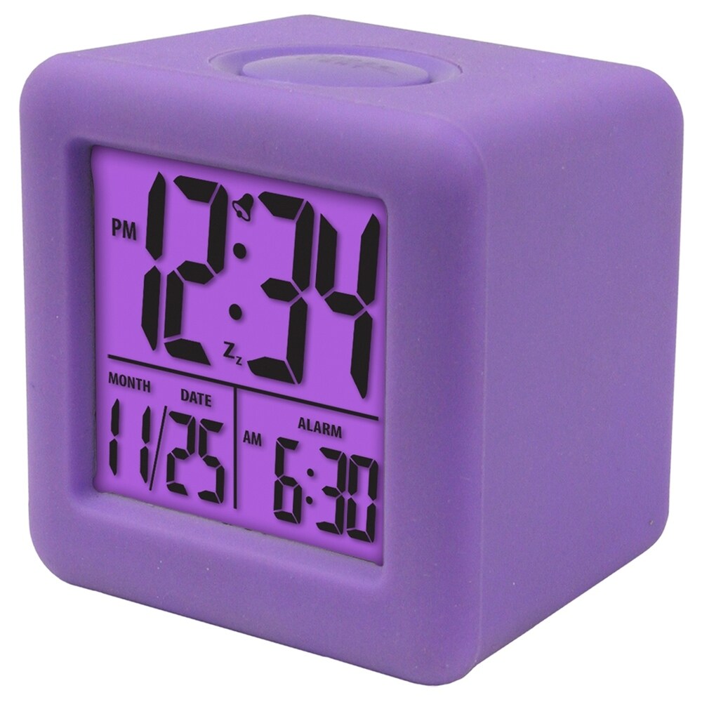 Equity by La Crosse Soft Purple Cube LCD Alarm Clock