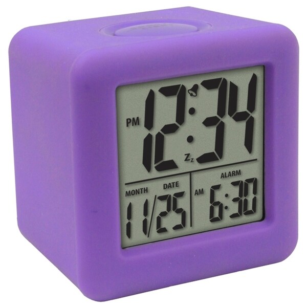 Equity by La Crosse Soft Purple Cube LCD Alarm Clock