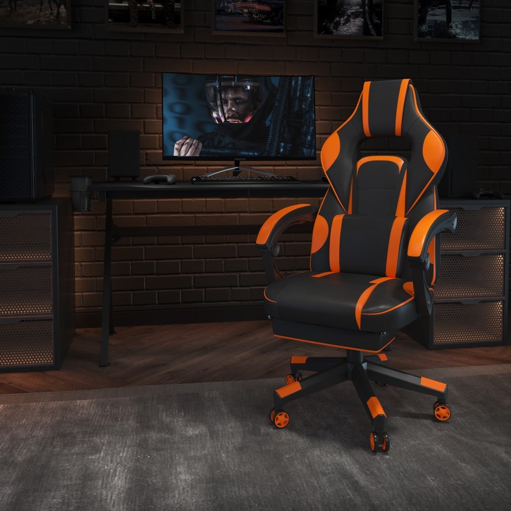 Ergonomic Gaming Chair -Recline Back/Arms, Footrest, Massaging Lumbar