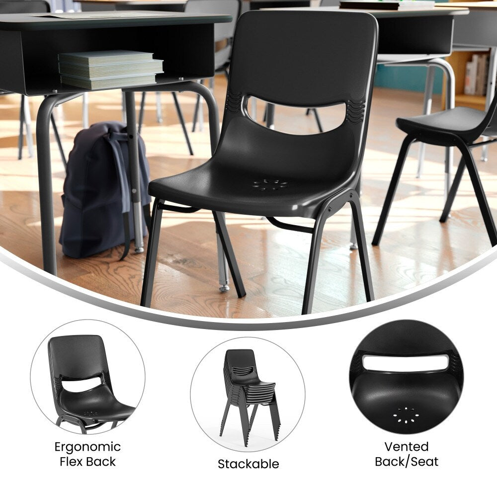 Ergonomic Heavy-Duty Flex Comfort Classroom Stack Chair - 17.5"W x 20.25"D x 32.5"H