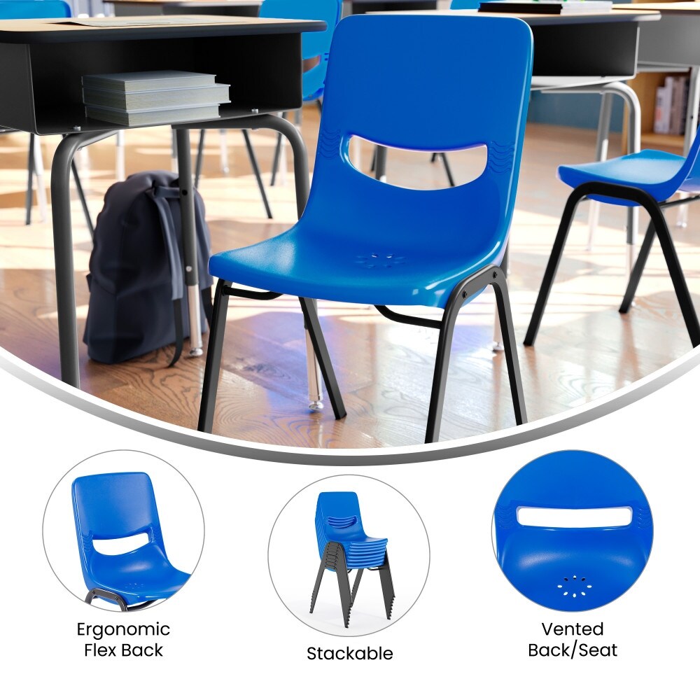 Ergonomic Heavy-Duty Flex Comfort Classroom Stack Chair - 17.5"W x 20.25"D x 32.5"H
