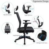 GZMR Ergonomic Office Chair Adjustable Headrest Mesh Office Chair