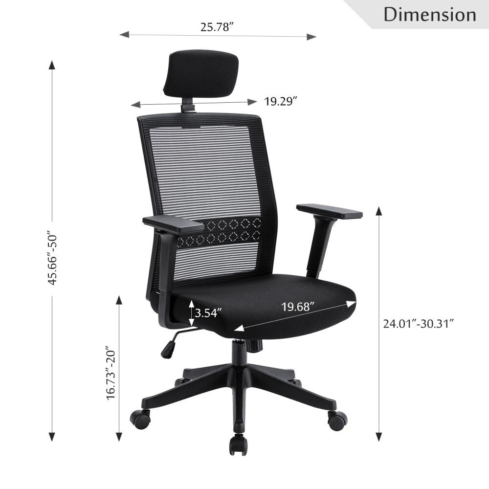 GZMR Ergonomic Office Chair Adjustable Headrest Mesh Office Chair