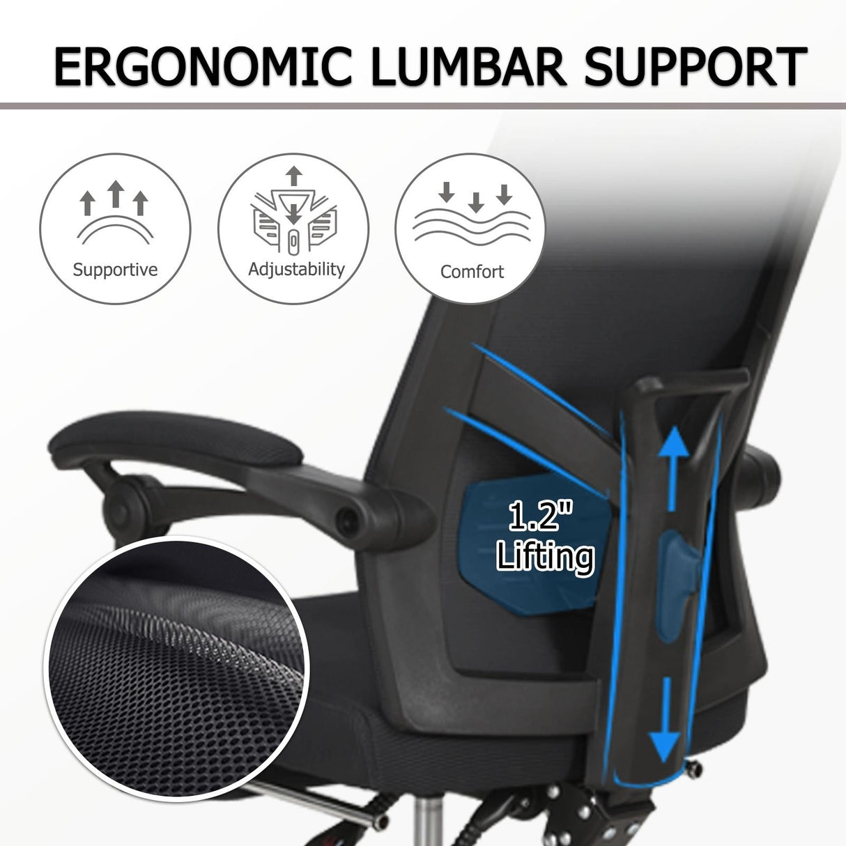 Office Chair With Foot Rest Ergonomic Swivel Mesh Task Office Chair