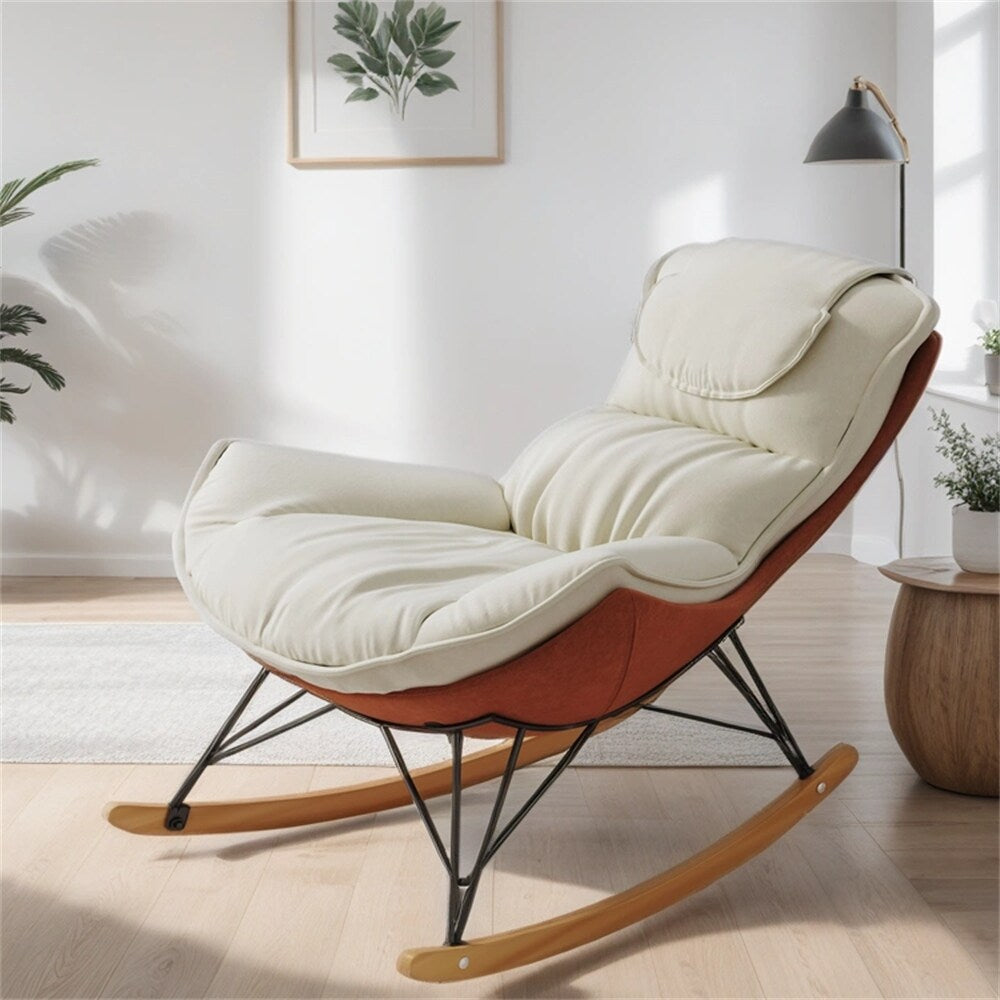 Ergonomic Rocking Chair with Detachable and Washable Seat Cushion
