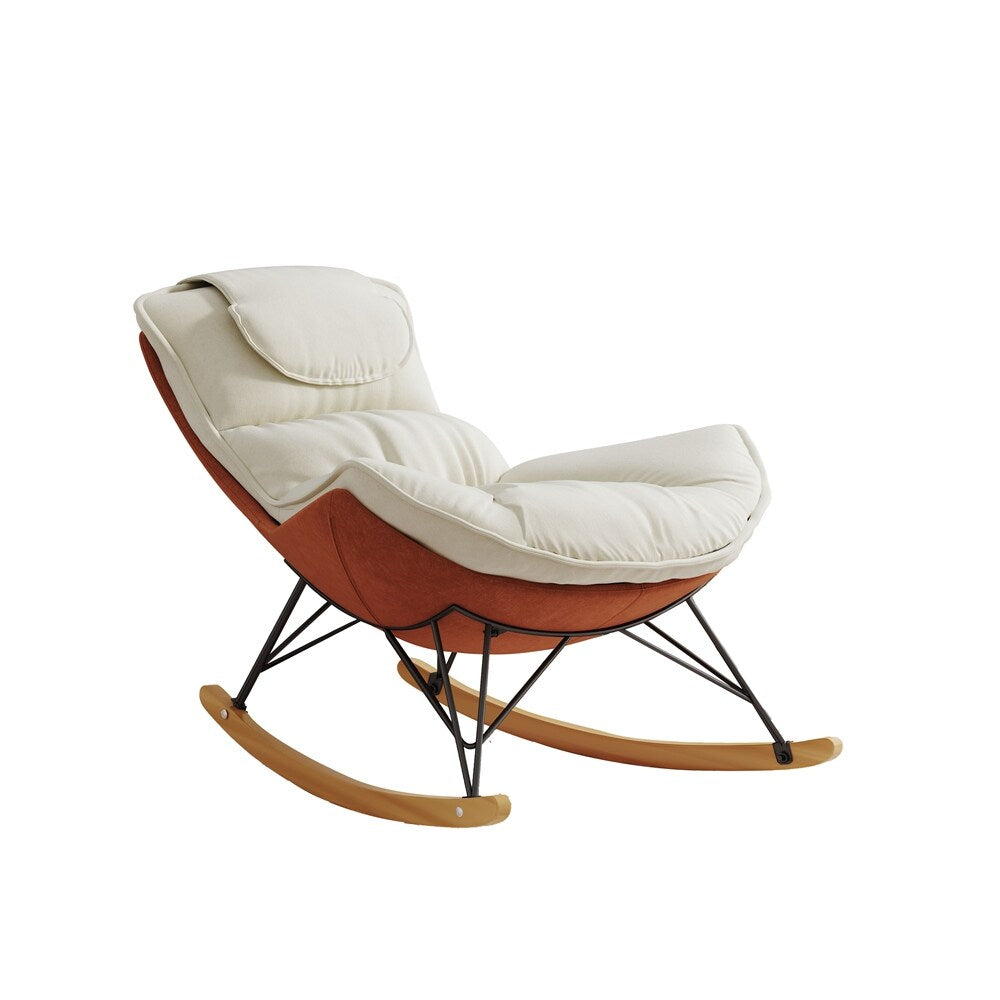 Ergonomic Rocking Chair with Detachable and Washable Seat Cushion