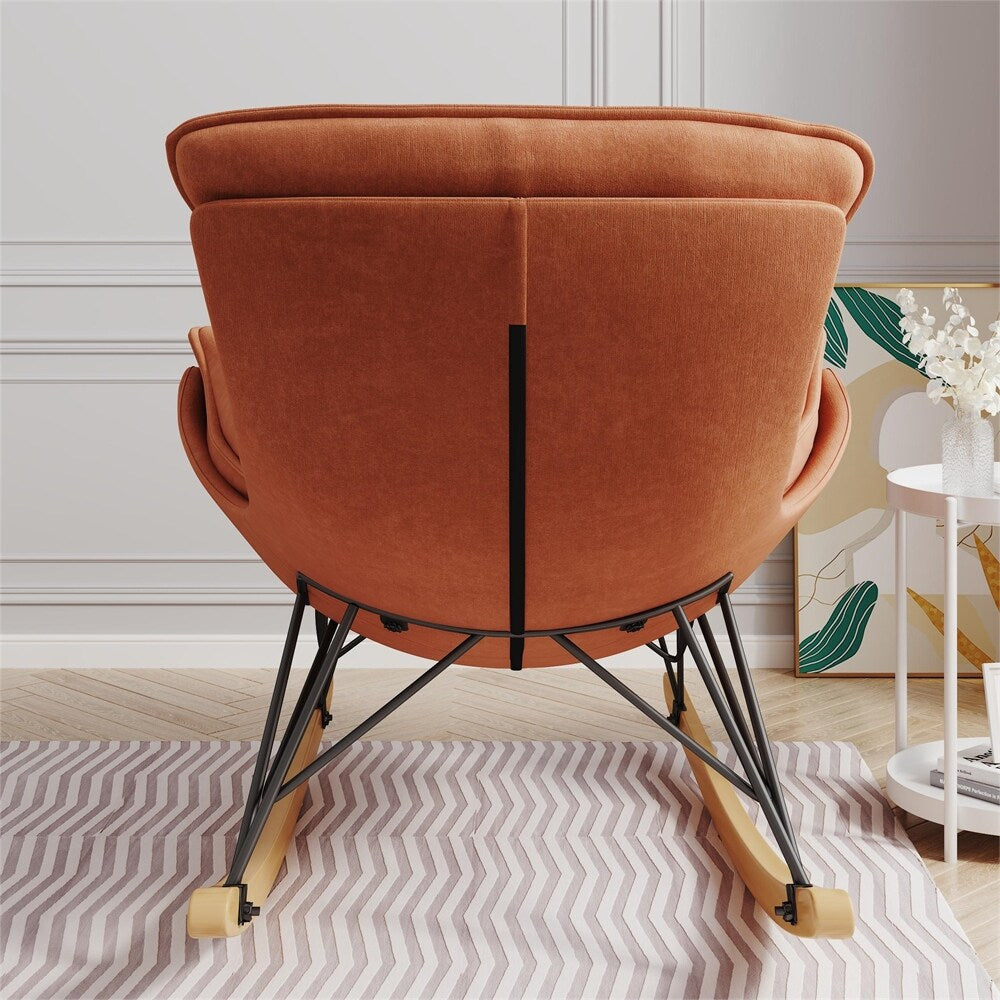 Ergonomic Rocking Chair with Detachable and Washable Seat Cushion