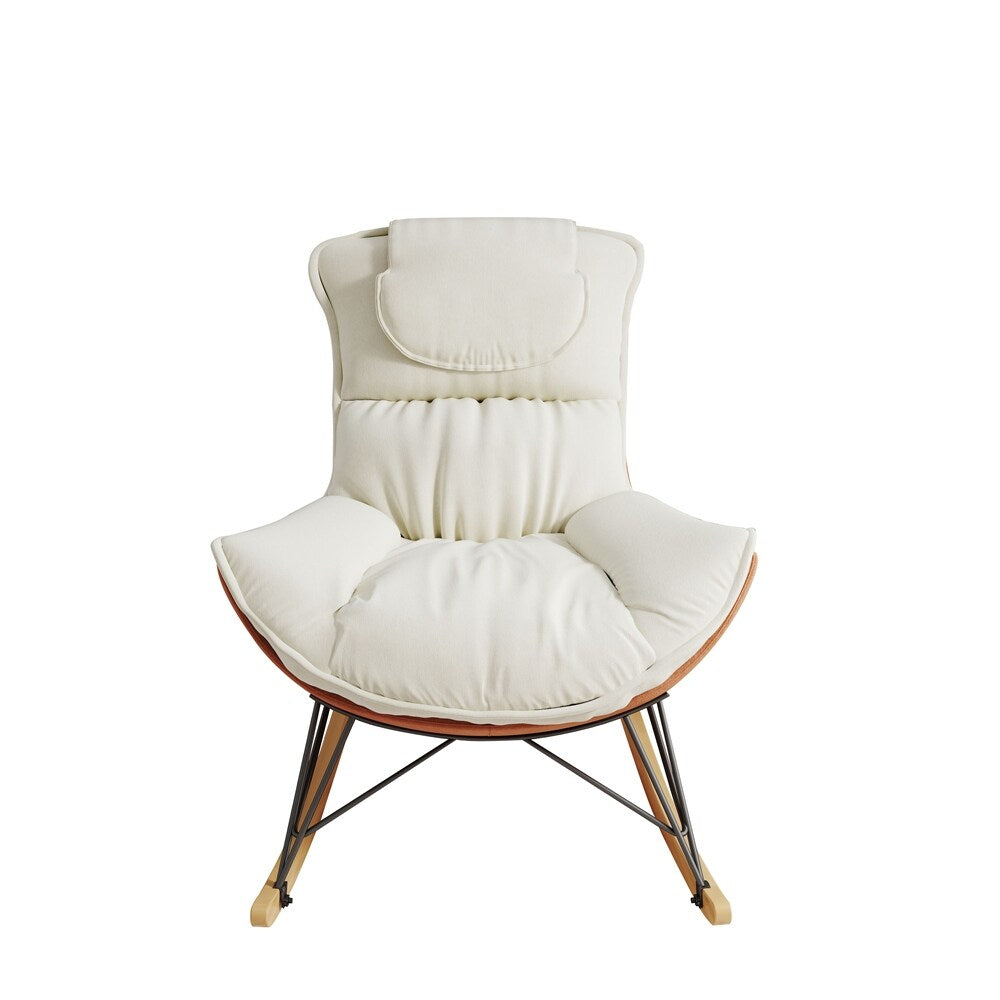 Ergonomic Rocking Chair with Detachable and Washable Seat Cushion