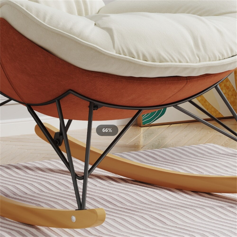 Ergonomic Rocking Chair with Detachable and Washable Seat Cushion