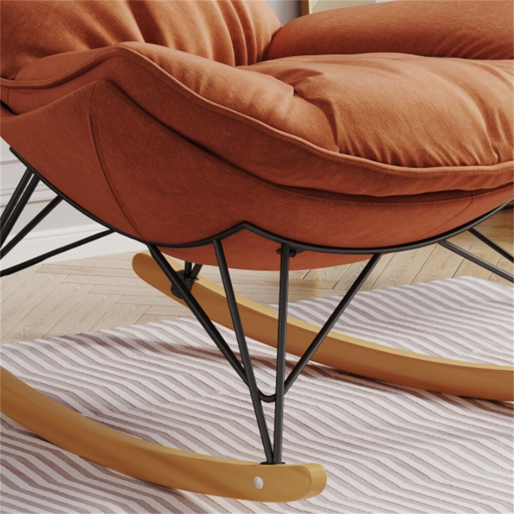 Ergonomic Rocking Chair with Detachable and Washable Seat Cushion