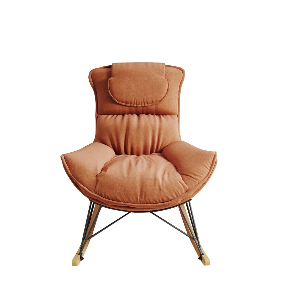 Ergonomic Rocking Chair with Detachable and Washable Seat Cushion