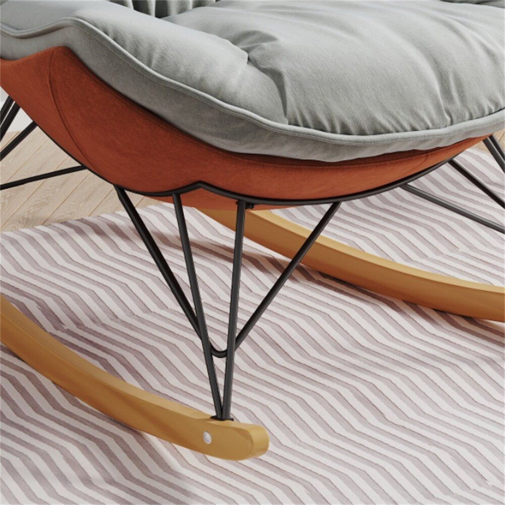 Ergonomic Rocking Chair with Detachable and Washable Seat Cushion