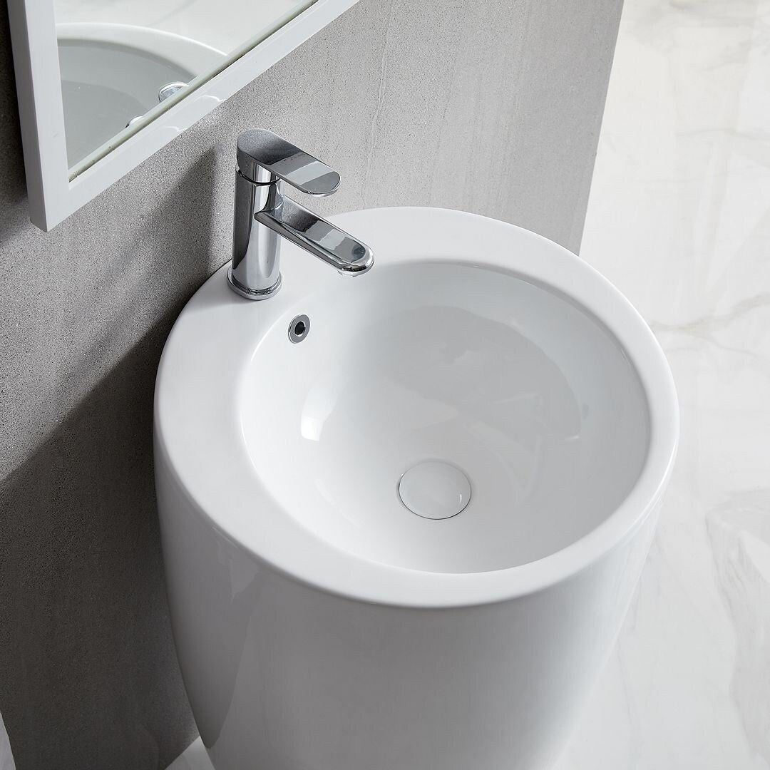 Eridanus Lido 33" One-Piece Circular Pedestal Bathroom Sink