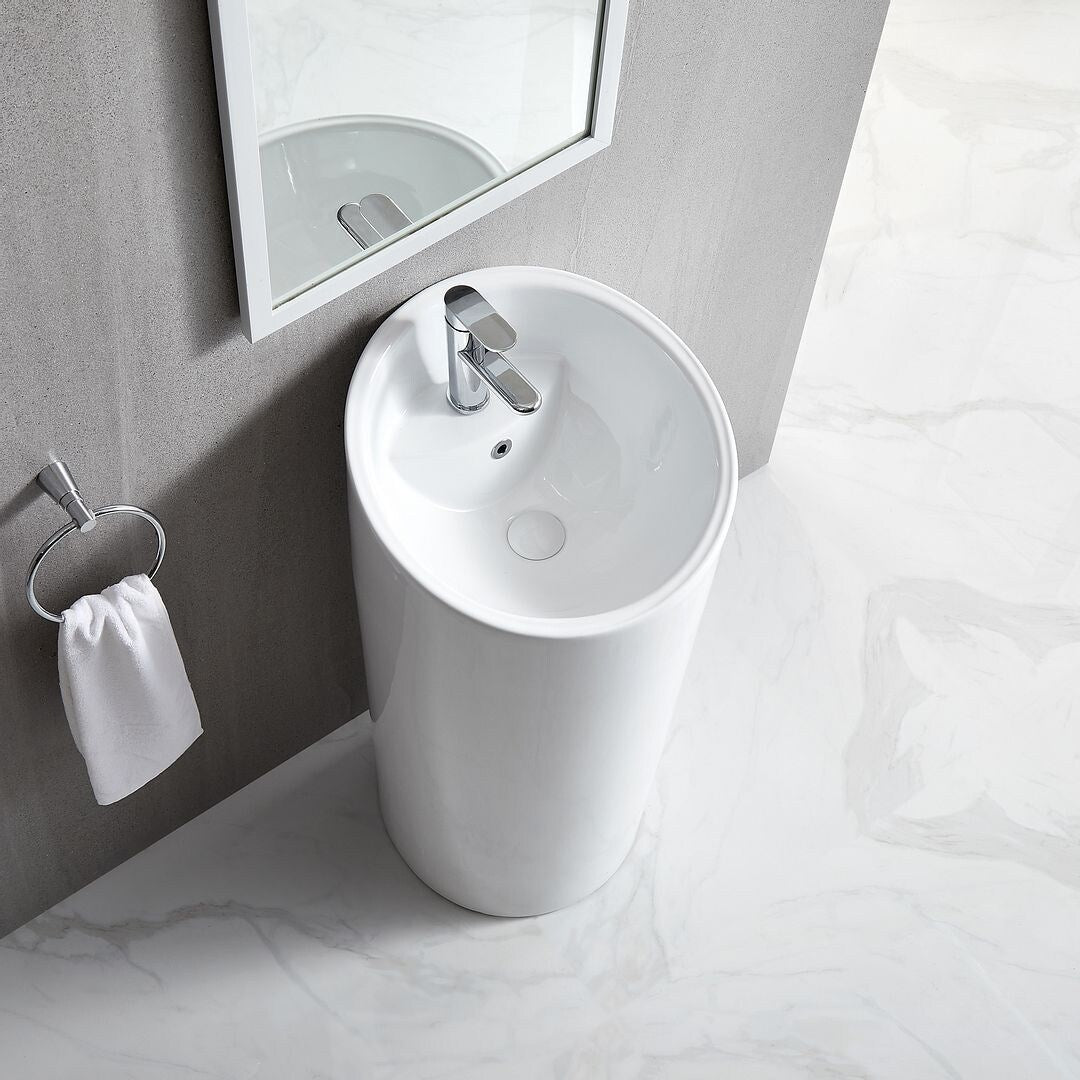 Eridanus Lido 38.5" Freestanding Circular Pedestal Bathroom Sink