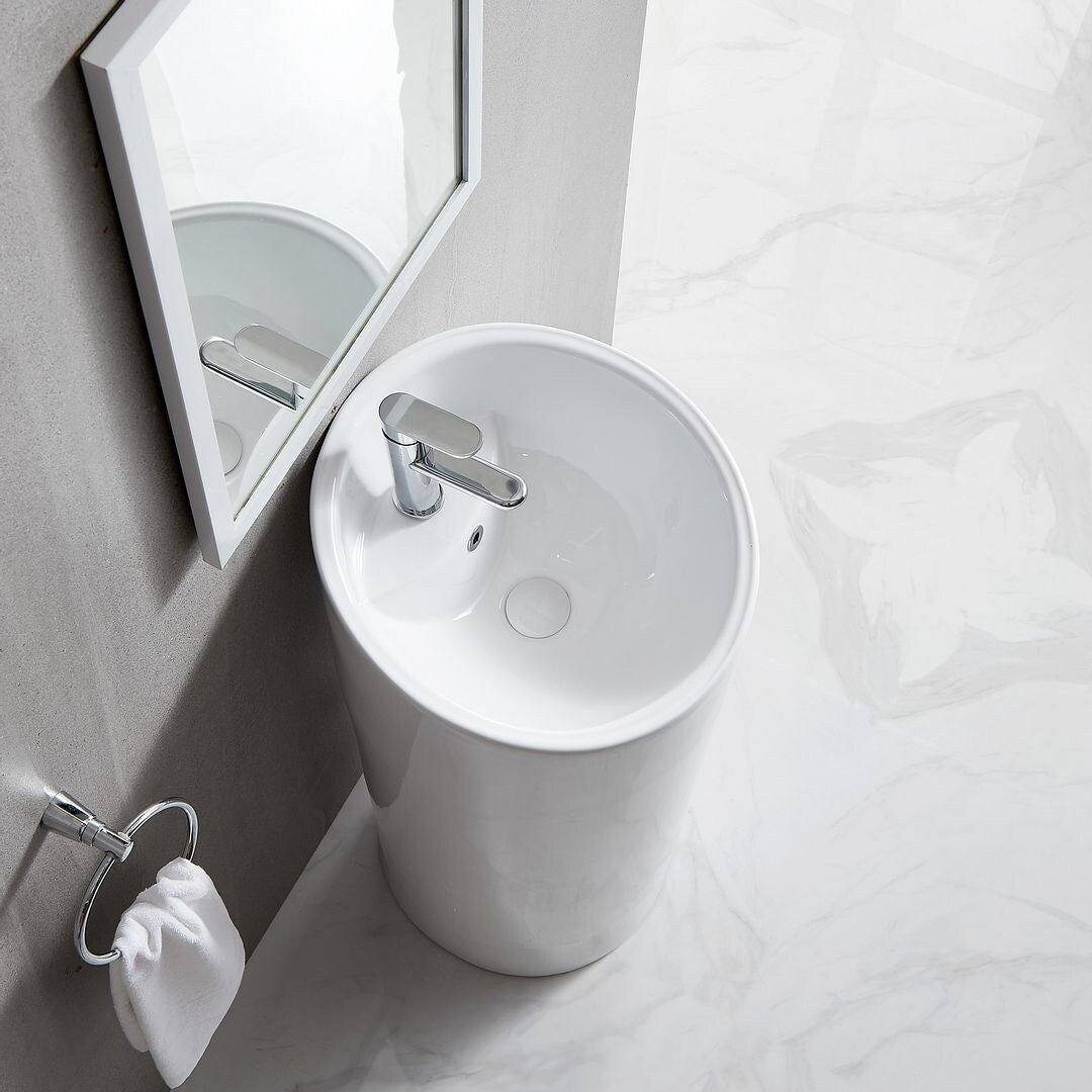 Eridanus Lido 38.5" Freestanding Circular Pedestal Bathroom Sink