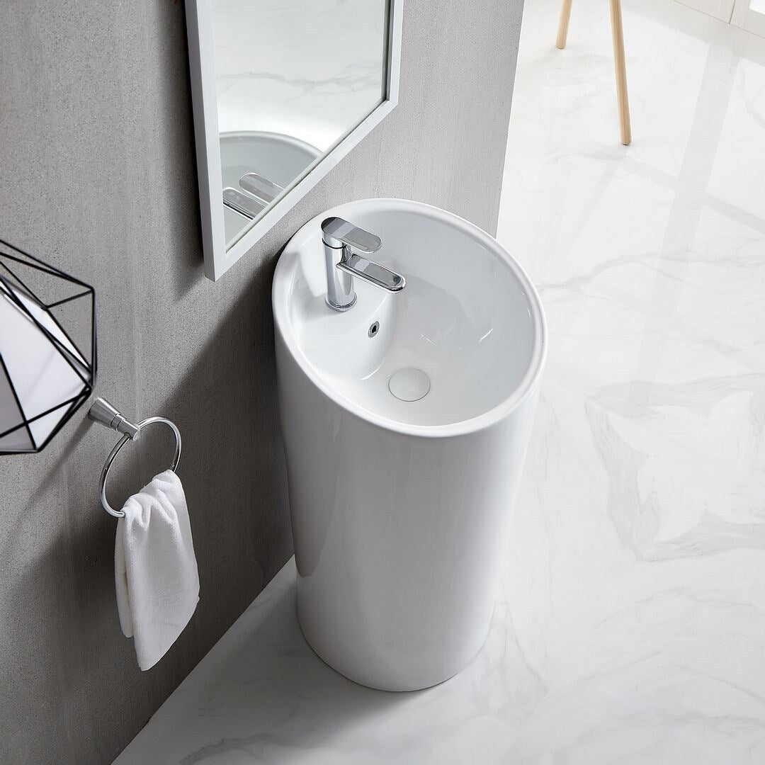Eridanus Lido 38.5" Freestanding Circular Pedestal Bathroom Sink