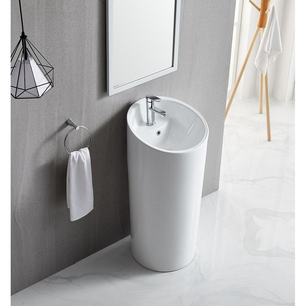 Eridanus Lido 38.5" Freestanding Circular Pedestal Bathroom Sink
