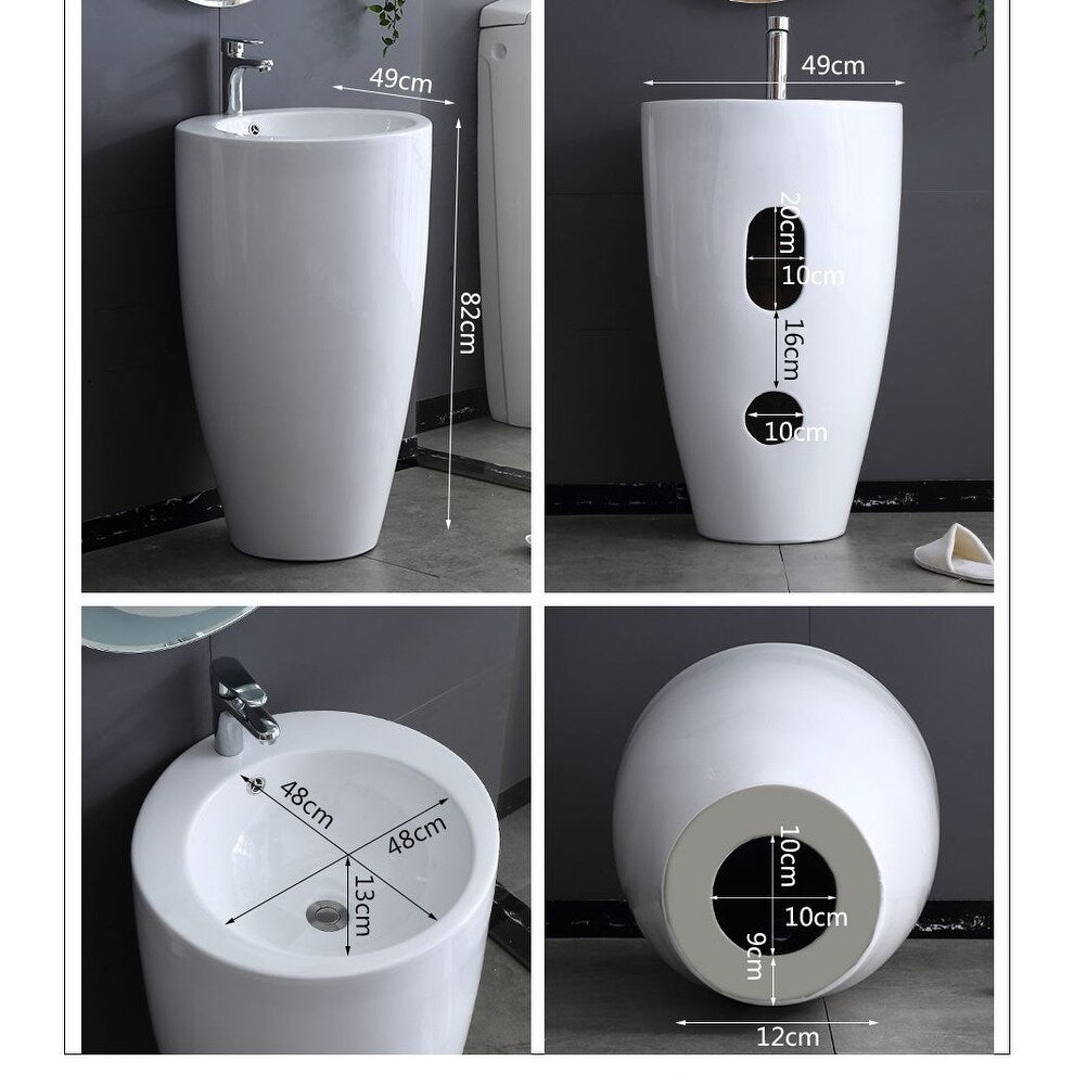 Eridanus Lido 33" One-Piece Circular Pedestal Bathroom Sink