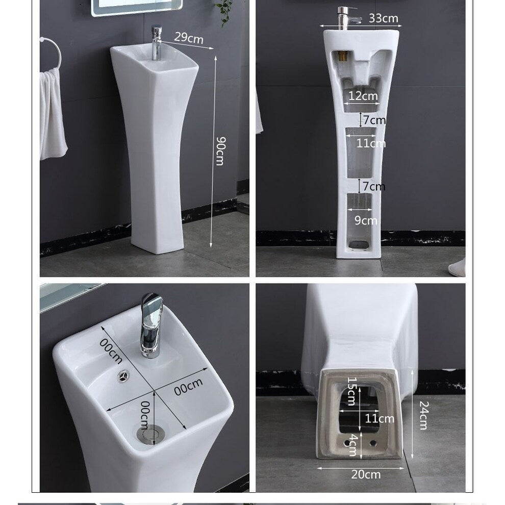 Eridanus Lido 35" Freestanding Vitreous China Cloakroom Pedestal Sink