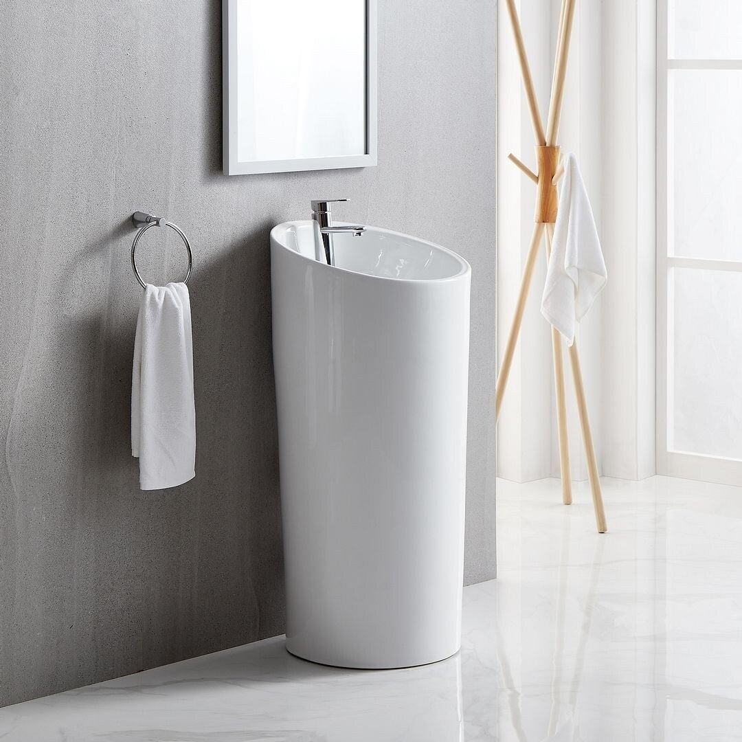 Eridanus Lido 38.5" Freestanding Circular Pedestal Bathroom Sink