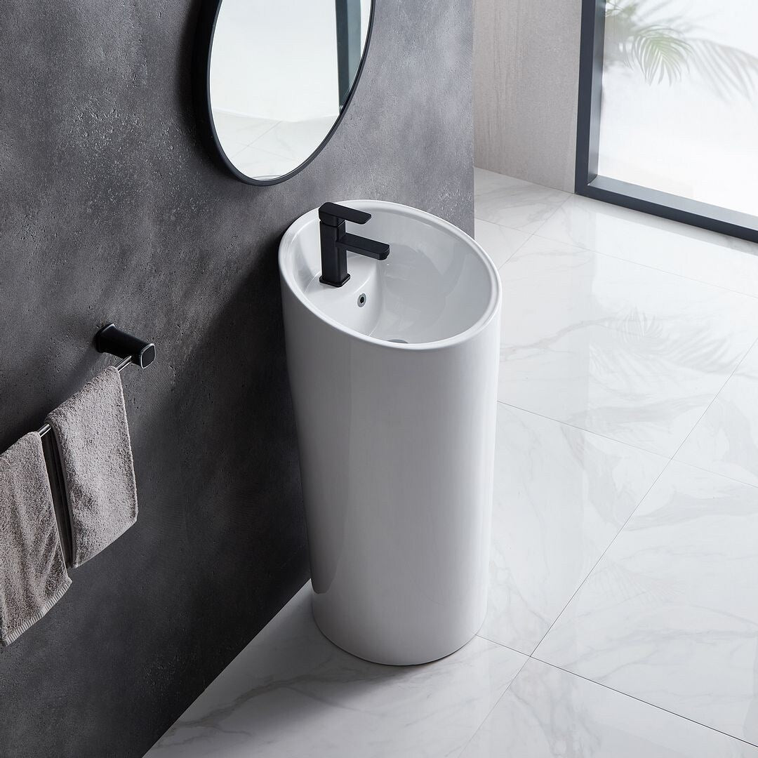 Eridanus Lido 38.5" Freestanding Circular Pedestal Bathroom Sink