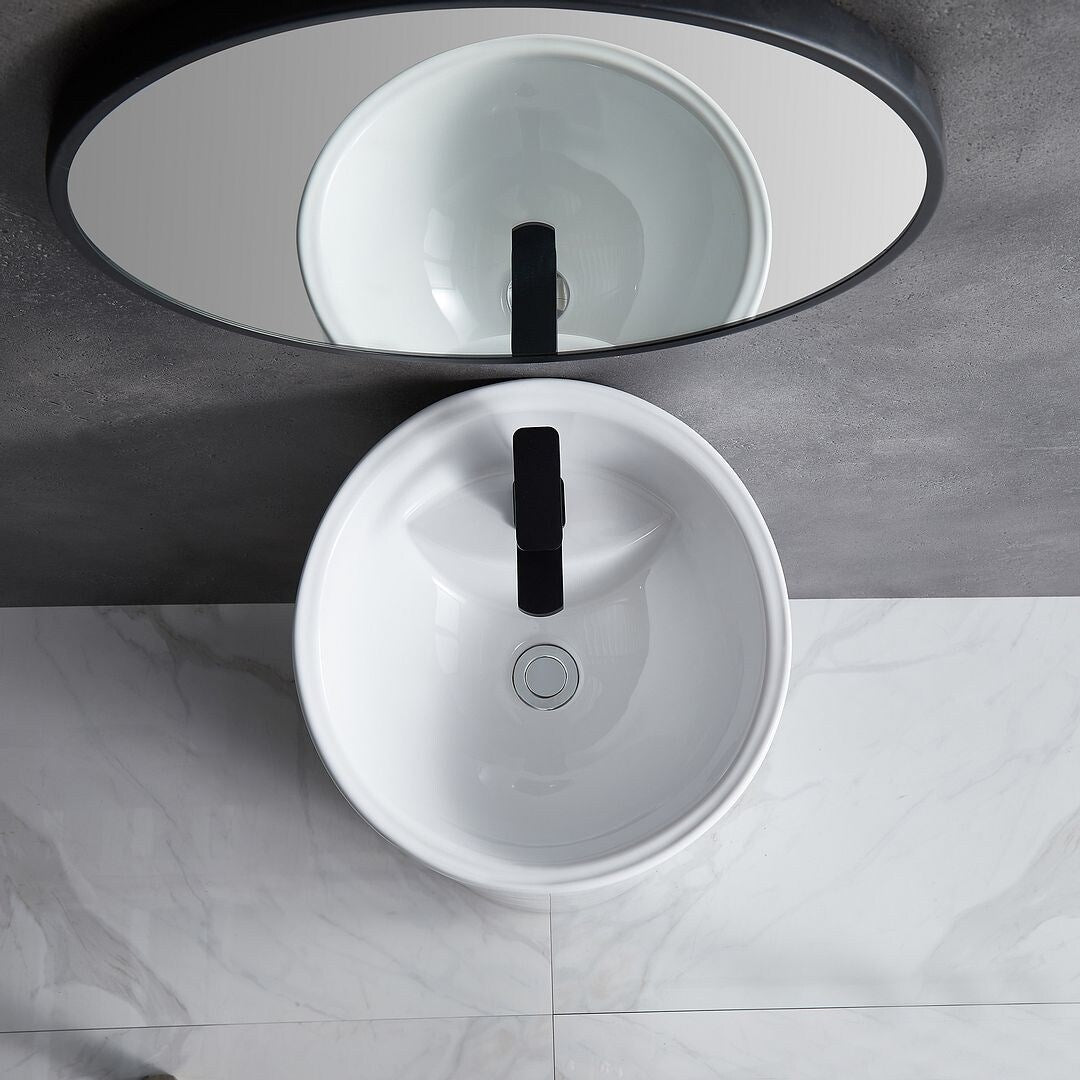 Eridanus Lido 38.5" Freestanding Circular Pedestal Bathroom Sink