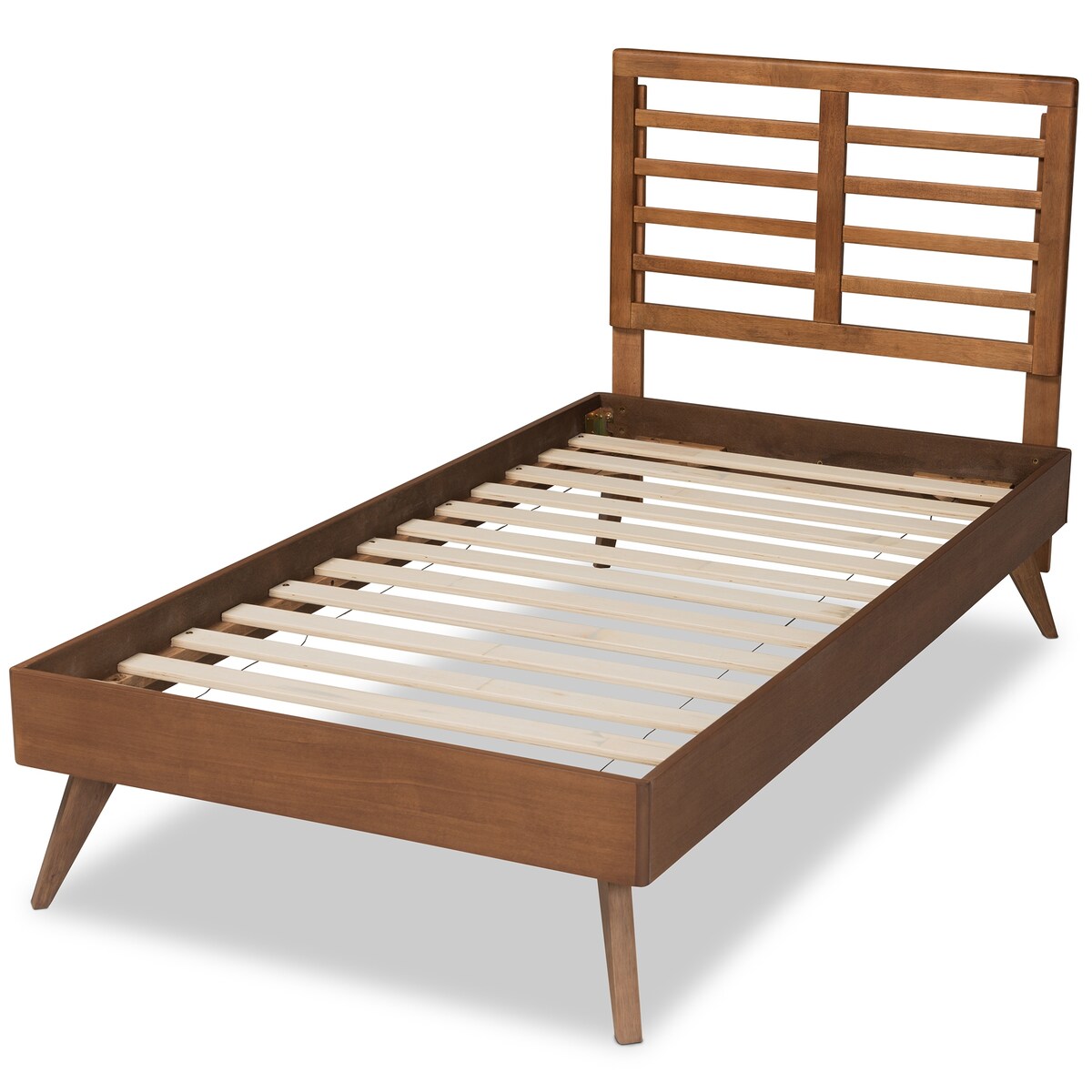 Eris Mid-Century Modern Walnut Brown Finished Wood Twin Size Platform Bed