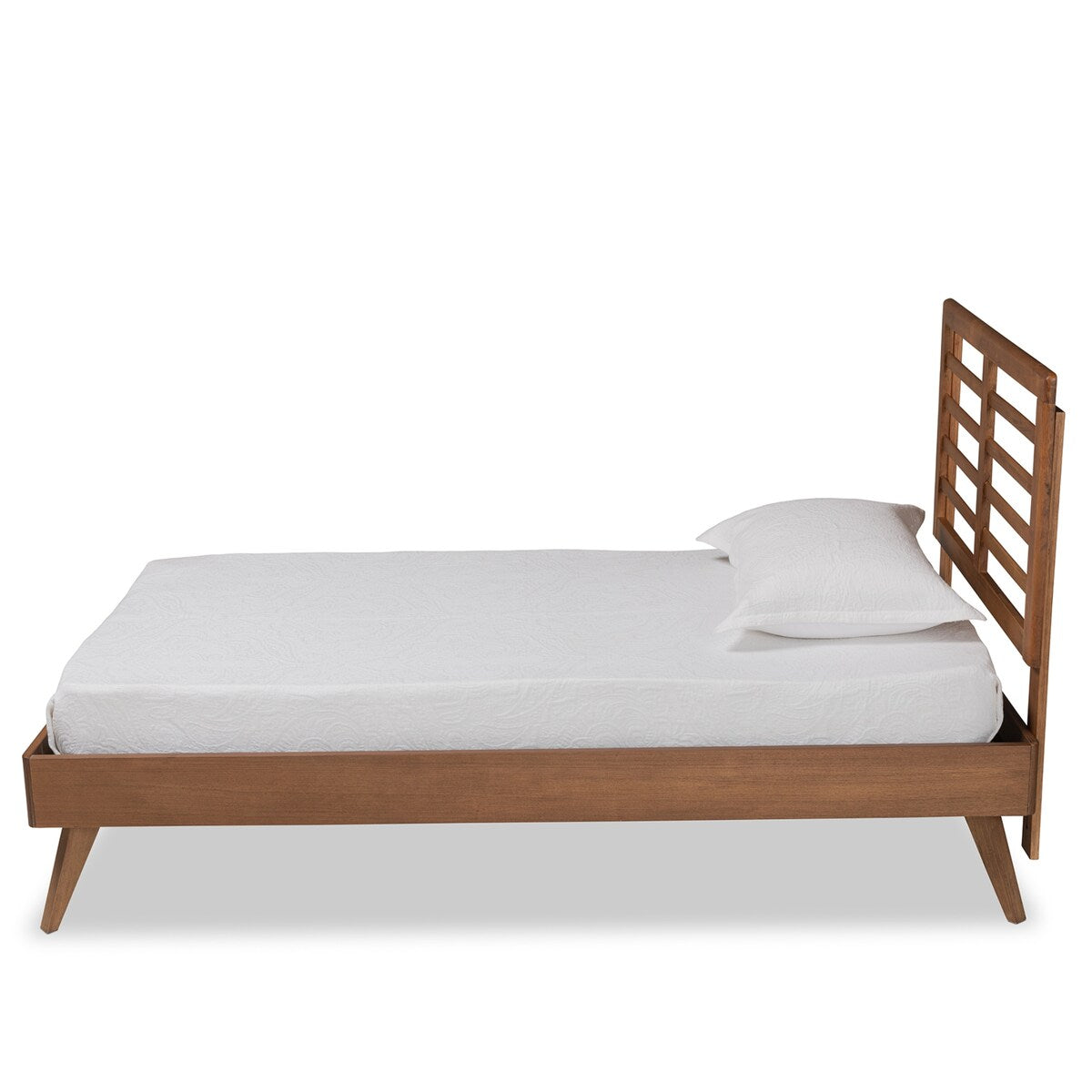 Eris Mid-Century Modern Walnut Brown Finished Wood Twin Size Platform Bed
